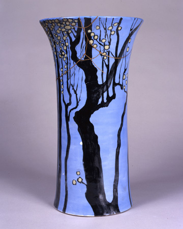 老梅図粉彩壺 花生 】 高38cm ～明治陶工 老梅図粉彩壺 花生 】 高